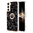 Coque Silicone Motif Fantaisie Souple Couleur Unie Etui Housse avec Support Bague Anneau YB2 pour Samsung Galaxy S24 5G Noir