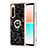 Coque Silicone Motif Fantaisie Souple Couleur Unie Etui Housse avec Support Bague Anneau YB2 pour Sony Xperia 10 IV Noir