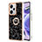 Coque Silicone Motif Fantaisie Souple Couleur Unie Etui Housse avec Support Bague Anneau YB2 pour Xiaomi Redmi Note 12 Explorer Noir