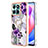 Coque Silicone Motif Fantaisie Souple Couleur Unie Etui Housse avec Support Bague Anneau YB3 pour Huawei Honor X6a Violet