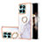 Coque Silicone Motif Fantaisie Souple Couleur Unie Etui Housse avec Support Bague Anneau YB5 pour Huawei Honor X8b Blanc