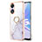 Coque Silicone Motif Fantaisie Souple Couleur Unie Etui Housse avec Support Bague Anneau YB5 pour Oppo A58 5G Blanc