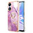 Coque Silicone Motif Fantaisie Souple Couleur Unie Etui Housse avec Support Bague Anneau YB5 pour Oppo A58 5G Petit