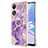 Coque Silicone Motif Fantaisie Souple Couleur Unie Etui Housse avec Support Bague Anneau YB5 pour Oppo A58 5G Violet