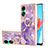 Coque Silicone Motif Fantaisie Souple Couleur Unie Etui Housse avec Support Bague Anneau YB5 pour Oppo A78 4G Violet