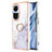 Coque Silicone Motif Fantaisie Souple Couleur Unie Etui Housse avec Support Bague Anneau YB5 pour Oppo Reno10 5G Blanc