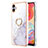 Coque Silicone Motif Fantaisie Souple Couleur Unie Etui Housse avec Support Bague Anneau YB5 pour Samsung Galaxy A04 4G Blanc