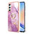 Coque Silicone Motif Fantaisie Souple Couleur Unie Etui Housse avec Support Bague Anneau YB5 pour Samsung Galaxy A24 4G Petit