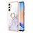 Coque Silicone Motif Fantaisie Souple Couleur Unie Etui Housse avec Support Bague Anneau YB5 pour Samsung Galaxy A25 5G Blanc