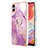 Coque Silicone Motif Fantaisie Souple Couleur Unie Etui Housse avec Support Bague Anneau YB5 pour Samsung Galaxy F04 Violet Clair