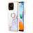 Coque Silicone Motif Fantaisie Souple Couleur Unie Etui Housse avec Support Bague Anneau YB5 pour Xiaomi Redmi 10 Power Blanc