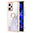 Coque Silicone Motif Fantaisie Souple Couleur Unie Etui Housse avec Support Bague Anneau YB5 pour Xiaomi Redmi Note 12 Explorer Blanc