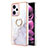 Coque Silicone Motif Fantaisie Souple Couleur Unie Etui Housse avec Support Bague Anneau YB5 pour Xiaomi Redmi Note 12 Pro 5G Blanc