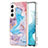 Coque Silicone Motif Fantaisie Souple Couleur Unie Etui Housse S01 pour Samsung Galaxy S22 5G Bleu