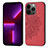 Coque Silicone Motif Fantaisie Souple Couleur Unie Etui Housse S04 pour Apple iPhone 13 Pro Max Rouge