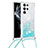 Coque Silicone Motif Fantaisie Souple Couleur Unie Etui Housse Y03B pour Samsung Galaxy S21 Ultra 5G Cyan