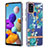 Coque Silicone Motif Fantaisie Souple Couleur Unie Etui Housse Y06B pour Samsung Galaxy A21s Cyan