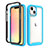 Coque Ultra Fine Silicone Souple Housse Etui 360 Degres Avant et Arriere pour Apple iPhone 14 Bleu et Noir