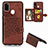 Coque Ultra Fine Silicone Souple Housse Etui avec Aimante Magnetique S05D pour Samsung Galaxy M21 Marron