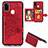 Coque Ultra Fine Silicone Souple Housse Etui avec Aimante Magnetique S05D pour Samsung Galaxy M21 Rouge