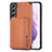 Coque Ultra Fine Silicone Souple Housse Etui avec Aimante Magnetique S05D pour Samsung Galaxy S21 5G Marron