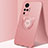 Coque Ultra Fine Silicone Souple Housse Etui avec Support Bague Anneau Aimante Magnetique A01 pour Vivo X50 Pro 5G Or Rose