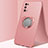 Coque Ultra Fine Silicone Souple Housse Etui avec Support Bague Anneau Aimante Magnetique A02 pour Realme V15 5G Or Rose