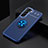 Coque Ultra Fine Silicone Souple Housse Etui avec Support Bague Anneau Aimante Magnetique A02 pour Samsung Galaxy S21 5G Bleu