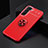 Coque Ultra Fine Silicone Souple Housse Etui avec Support Bague Anneau Aimante Magnetique A02 pour Samsung Galaxy S21 5G Rouge