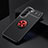 Coque Ultra Fine Silicone Souple Housse Etui avec Support Bague Anneau Aimante Magnetique A02 pour Samsung Galaxy S21 5G Rouge et Noir