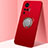 Coque Ultra Fine Silicone Souple Housse Etui avec Support Bague Anneau Aimante Magnetique A03 pour Vivo X50 Pro 5G Rouge