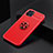 Coque Ultra Fine Silicone Souple Housse Etui avec Support Bague Anneau Aimante Magnetique A05 pour Apple iPhone 13 Mini Rouge