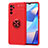 Coque Ultra Fine Silicone Souple Housse Etui avec Support Bague Anneau Aimante Magnetique JM1 pour Oppo A16 Rouge