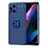 Coque Ultra Fine Silicone Souple Housse Etui avec Support Bague Anneau Aimante Magnetique JM1 pour Oppo Find X3 5G Bleu