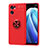 Coque Ultra Fine Silicone Souple Housse Etui avec Support Bague Anneau Aimante Magnetique JM1 pour Oppo Reno7 SE 5G Rouge