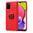Coque Ultra Fine Silicone Souple Housse Etui avec Support Bague Anneau Aimante Magnetique JM1 pour Samsung Galaxy A03s Rouge
