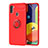 Coque Ultra Fine Silicone Souple Housse Etui avec Support Bague Anneau Aimante Magnetique JM1 pour Samsung Galaxy A11 Rouge