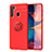 Coque Ultra Fine Silicone Souple Housse Etui avec Support Bague Anneau Aimante Magnetique JM1 pour Samsung Galaxy A21 Rouge