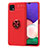 Coque Ultra Fine Silicone Souple Housse Etui avec Support Bague Anneau Aimante Magnetique JM1 pour Samsung Galaxy A22s 5G Rouge