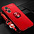 Coque Ultra Fine Silicone Souple Housse Etui avec Support Bague Anneau Aimante Magnetique JM3 pour OnePlus Nord N20 5G Rouge