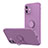 Coque Ultra Fine Silicone Souple Housse Etui avec Support Bague Anneau Aimante Magnetique N01 pour Apple iPhone 12 Mini Violet