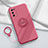 Coque Ultra Fine Silicone Souple Housse Etui avec Support Bague Anneau Aimante Magnetique pour Realme V15 5G Vin Rouge