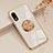 Coque Ultra Fine Silicone Souple Housse Etui avec Support Bague Anneau Aimante Magnetique pour Sony Xperia Ace II Blanc