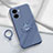 Coque Ultra Fine Silicone Souple Housse Etui avec Support Bague Anneau Aimante Magnetique S01 pour Vivo iQOO Z7x 5G Gris Lavende