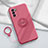 Coque Ultra Fine Silicone Souple Housse Etui avec Support Bague Anneau Aimante Magnetique S02 pour Oppo Reno6 5G Rose Rouge