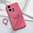 Coque Ultra Fine Silicone Souple Housse Etui avec Support Bague Anneau Aimante Magnetique S02 pour Vivo iQOO 11 5G Rose Rouge