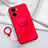 Coque Ultra Fine Silicone Souple Housse Etui avec Support Bague Anneau Aimante Magnetique S02 pour Vivo iQOO Z7x 5G Rouge