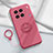 Coque Ultra Fine Silicone Souple Housse Etui avec Support Bague Anneau Aimante Magnetique S02 pour Vivo X90 5G Rose Rouge