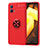 Coque Ultra Fine Silicone Souple Housse Etui avec Support Bague Anneau Aimante Magnetique SD1 pour Vivo iQOO U5 5G Rouge