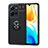 Coque Ultra Fine Silicone Souple Housse Etui avec Support Bague Anneau Aimante Magnetique SD1 pour Vivo X80 Lite 5G Noir